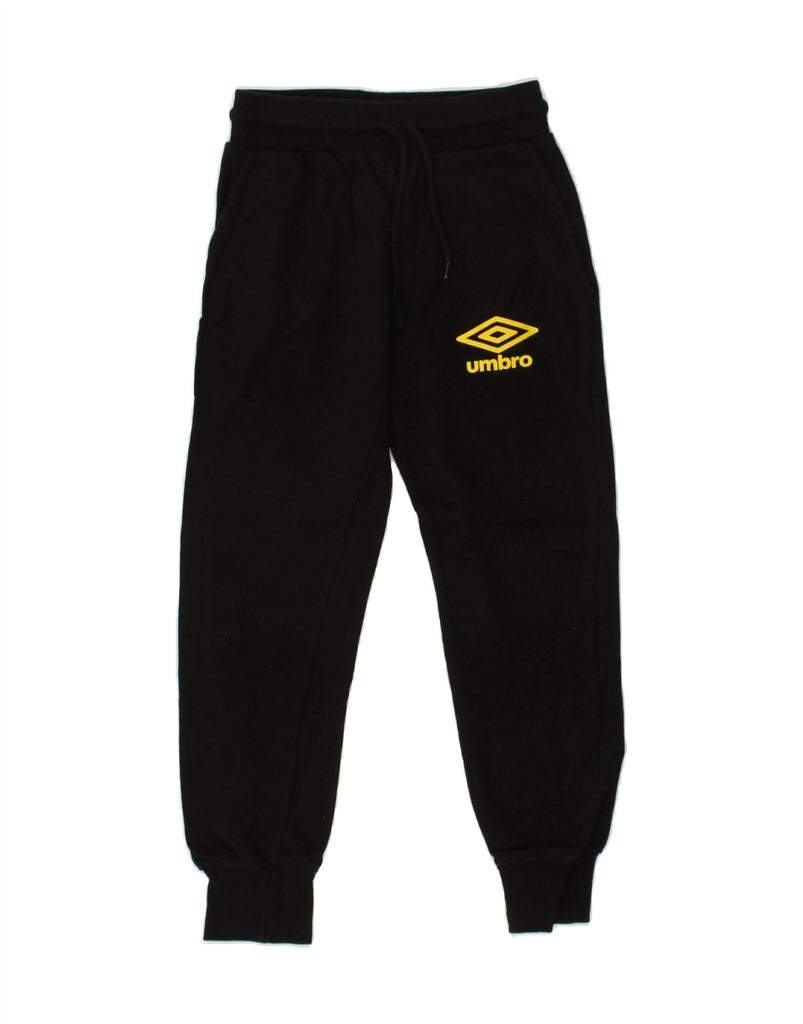 UMBRO Boys Graphic Tracksuit Trousers Joggers 7-8 Years Small Black Cotton | Vintage Umbro | Thrift | Second-Hand Umbro | Used Clothing | Messina Hembry 