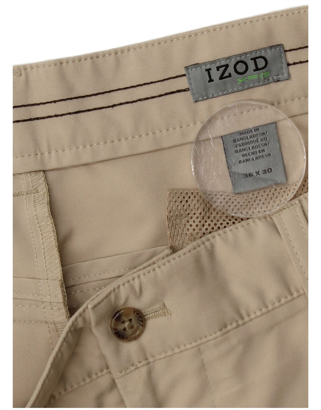 Izod Mens Straight Chino Trousers W36 L28 Beige Polyester