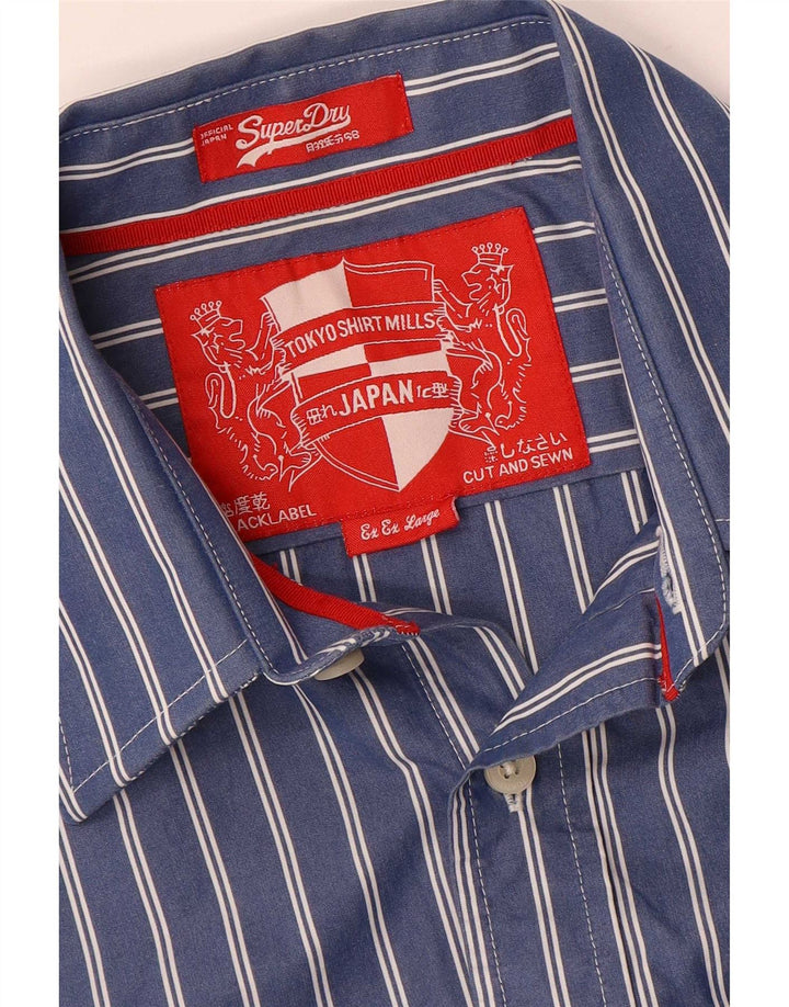 Superdry Mens Shirt 2XL Navy Blue Striped