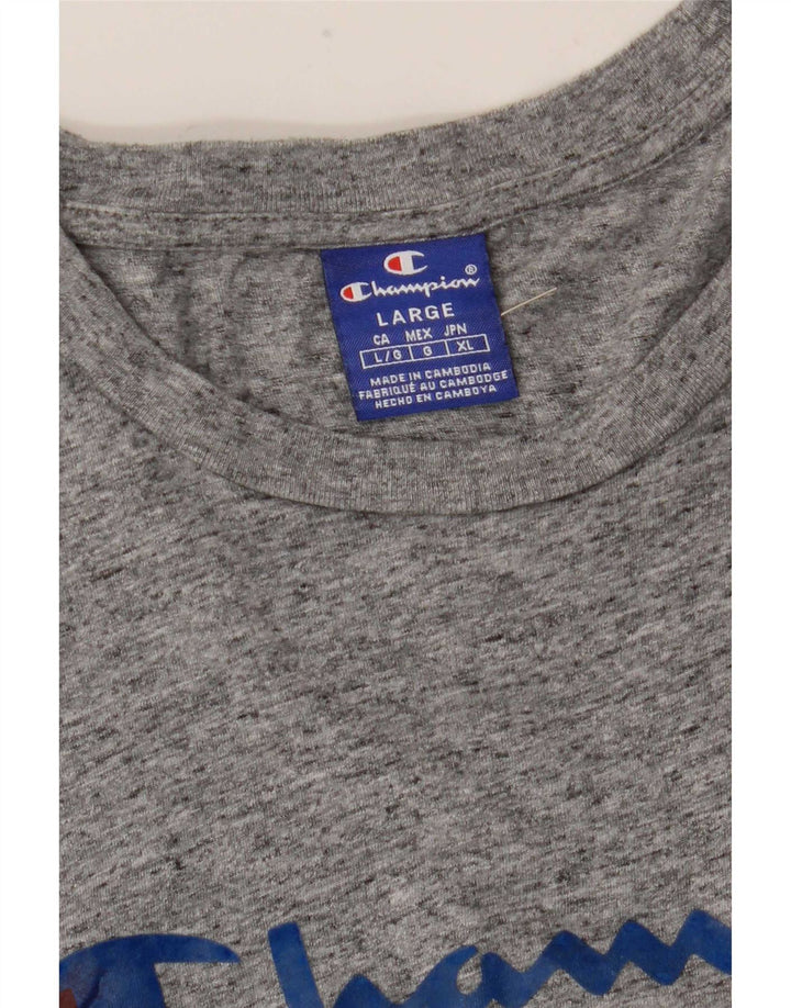 Champion Mens Graphic T-Shirt Top Large Grey Flecked