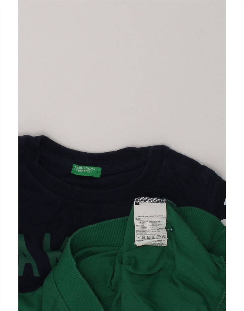 BENETTON Boys Graphic Sweatshirt Jumper 3-4 Years 2XS Green Colourblock | Vintage Benetton | Thrift | Second-Hand Benetton | Used Clothing | Messina Hembry 