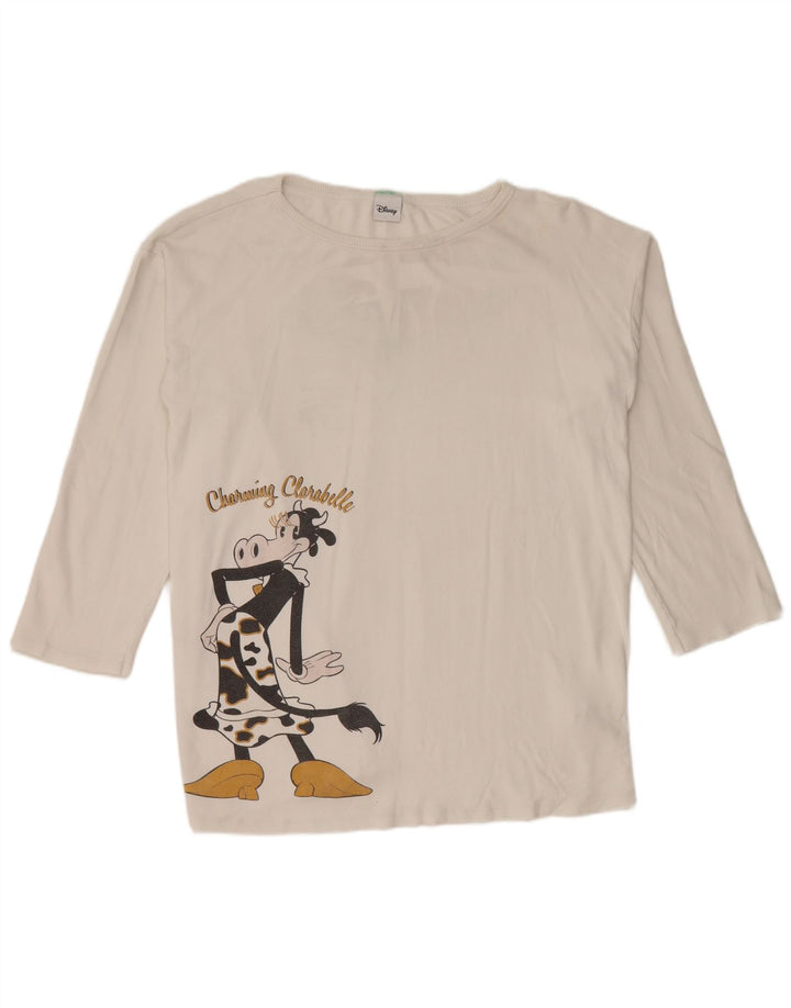 Benetton Womens Disney Oversized Graphic Top Long Sleeve UK 12 Medium White