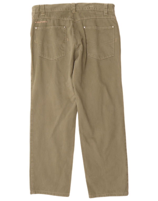 VINTAGE Mens Straight Casual Trousers W40 L31 Khaki Cotton