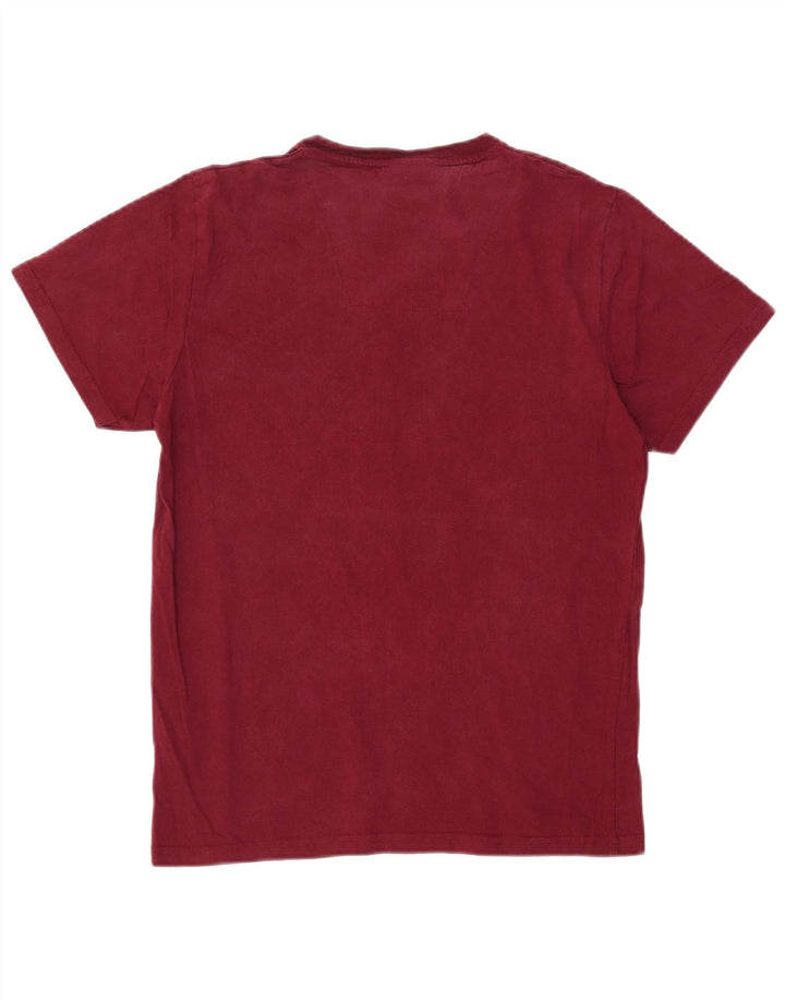 PIERRE CARDIN Womens T-Shirt Top UK 14 Medium Maroon Cotton