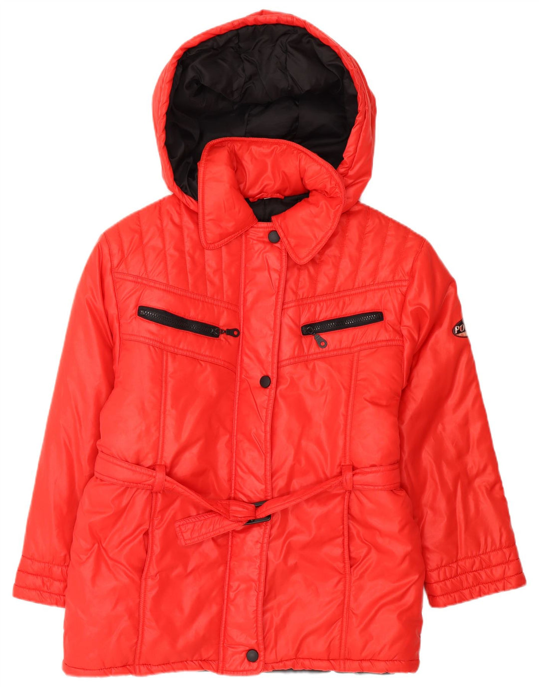 Vintage Girls Hooded Padded Jacket 15-16 Years Red Polyamide
