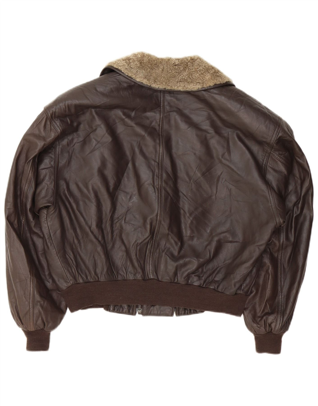Ambiente Womens Crop Oversized Leather Jacket UK 12 Medium Brown Leather