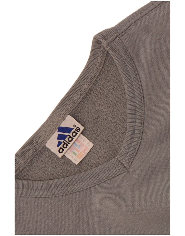 Adidas Womens Oversized Sweatshirt Jumper UK 10 Small  Grey Cotton