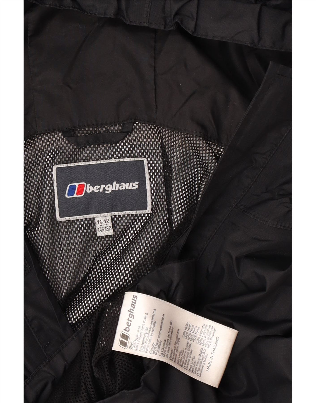 Berghaus Boys Hooded Rain Jacket 11-12 Years Black Nylon