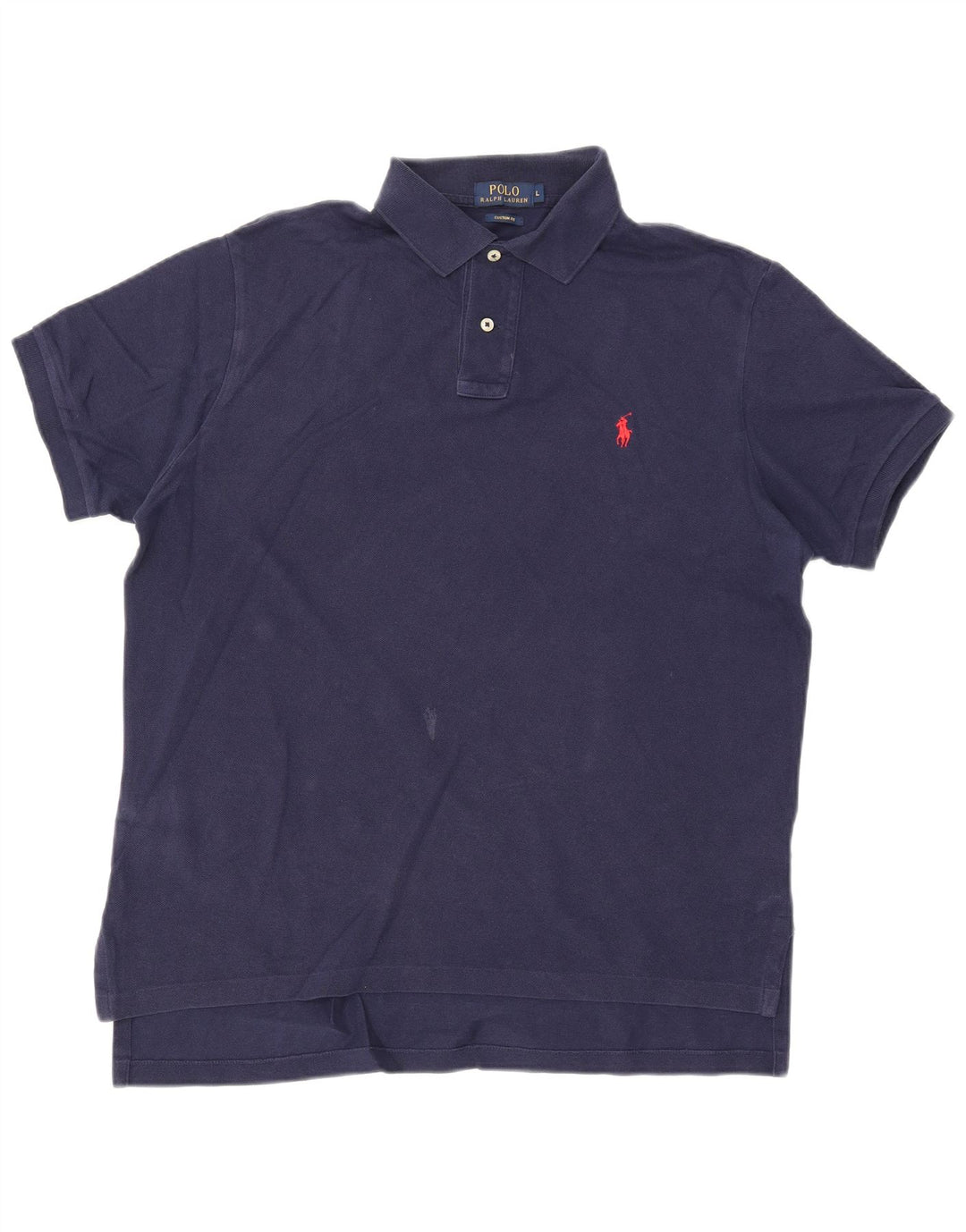 POLO RALPH LAUREN Mens Custom Fit Polo Shirt Large Navy Blue Cotton