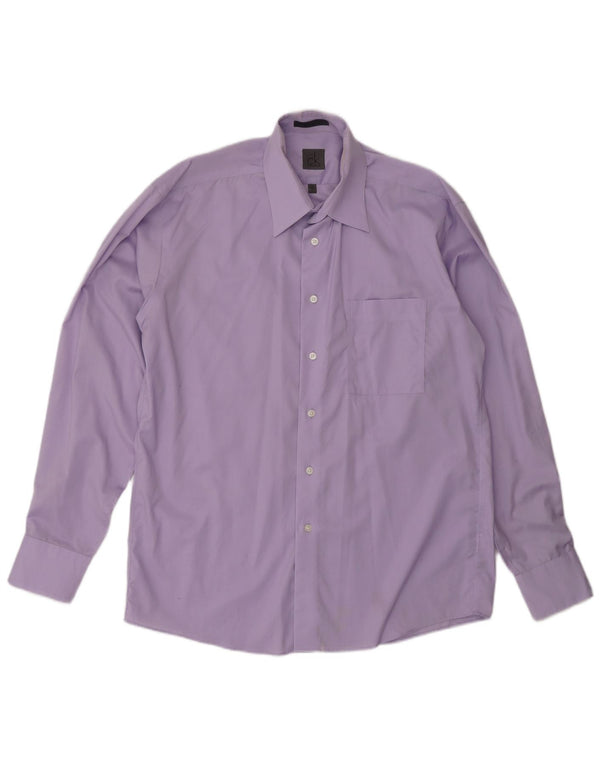 Calvin Klein Mens Shirt Size 16 Large Purple Cotton