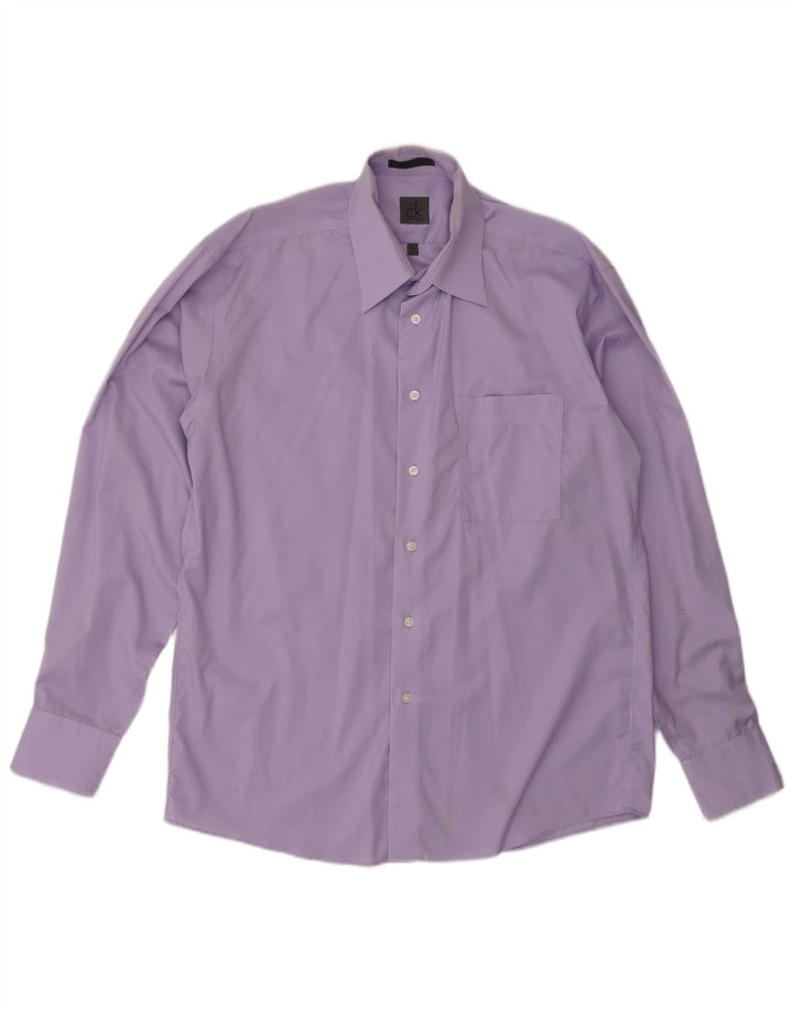Calvin Klein Mens Shirt Size 16 Large Purple Cotton