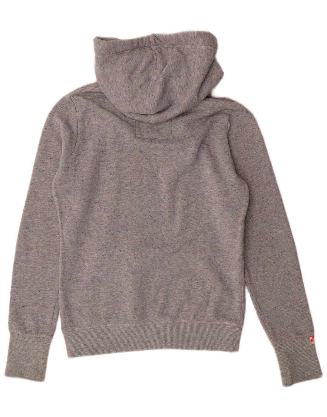 SUPERDRY Womens Graphic Hoodie Jumper UK 14 Medium Grey Flecked Polyester