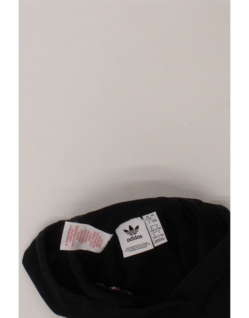 ADIDAS Girls Crop Graphic Hoodie Jumper 12-13 Years Black Cotton Vintage Adidas and Second-Hand Adidas from Messina Hembry 