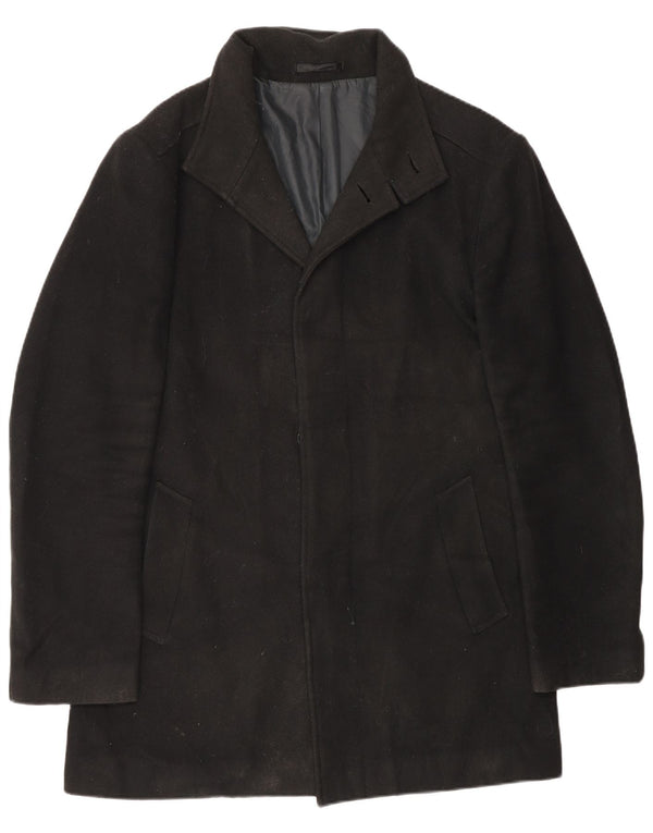 Marks & Spencer Mens Standard Overcoat UK 36 Small Black Polyester