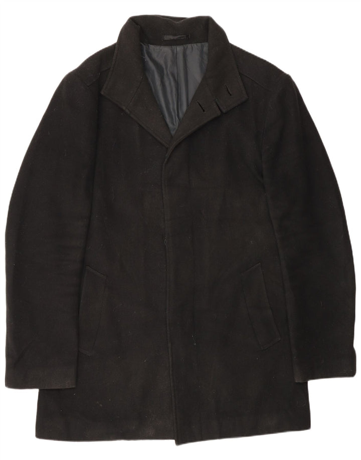 Marks & Spencer Mens Standard Overcoat UK 36 Small Black Polyester