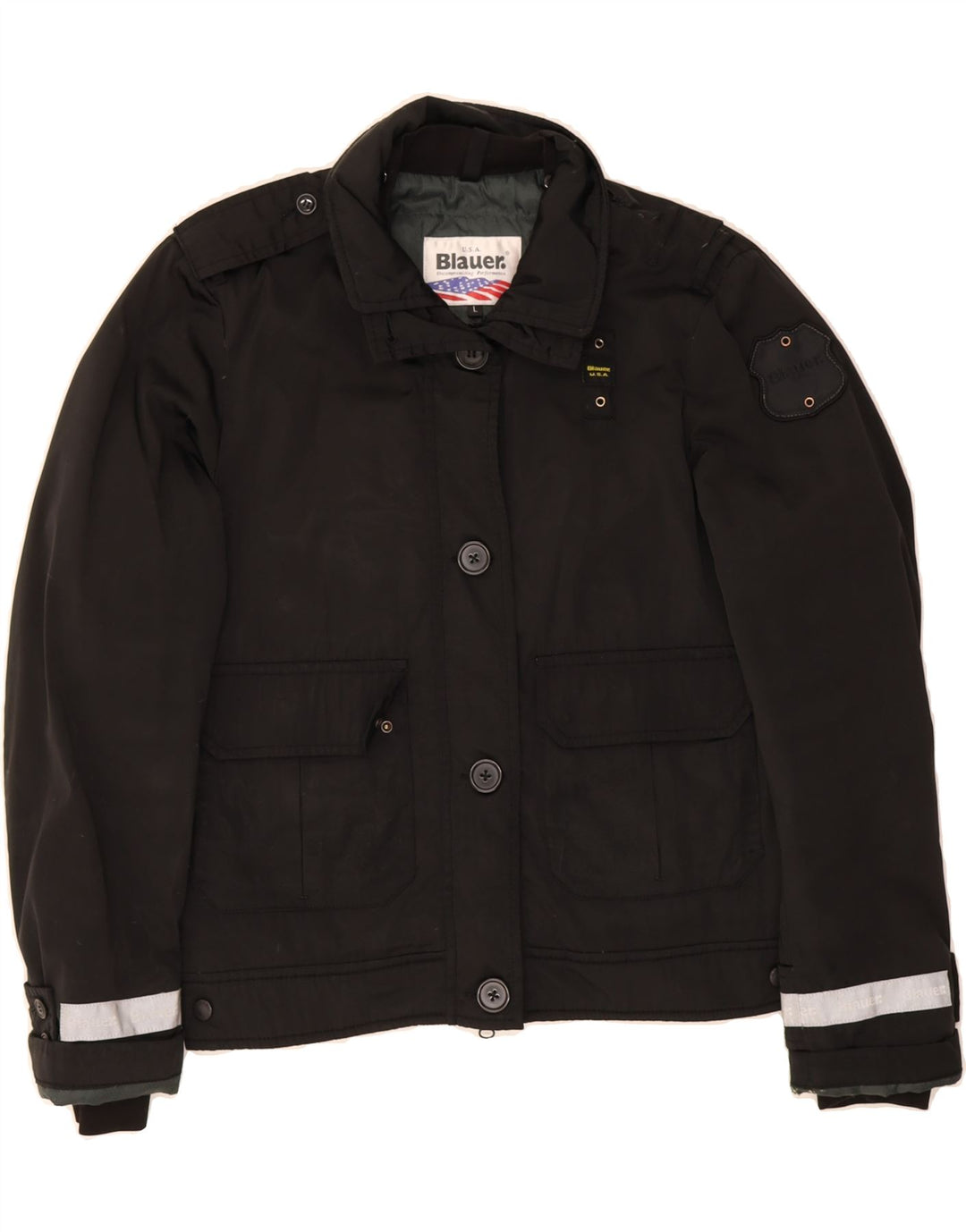 BLAUER Womens Military Jacket UK 16 Large Black Vintage Blauer and Second-Hand Blauer from Messina Hembry 