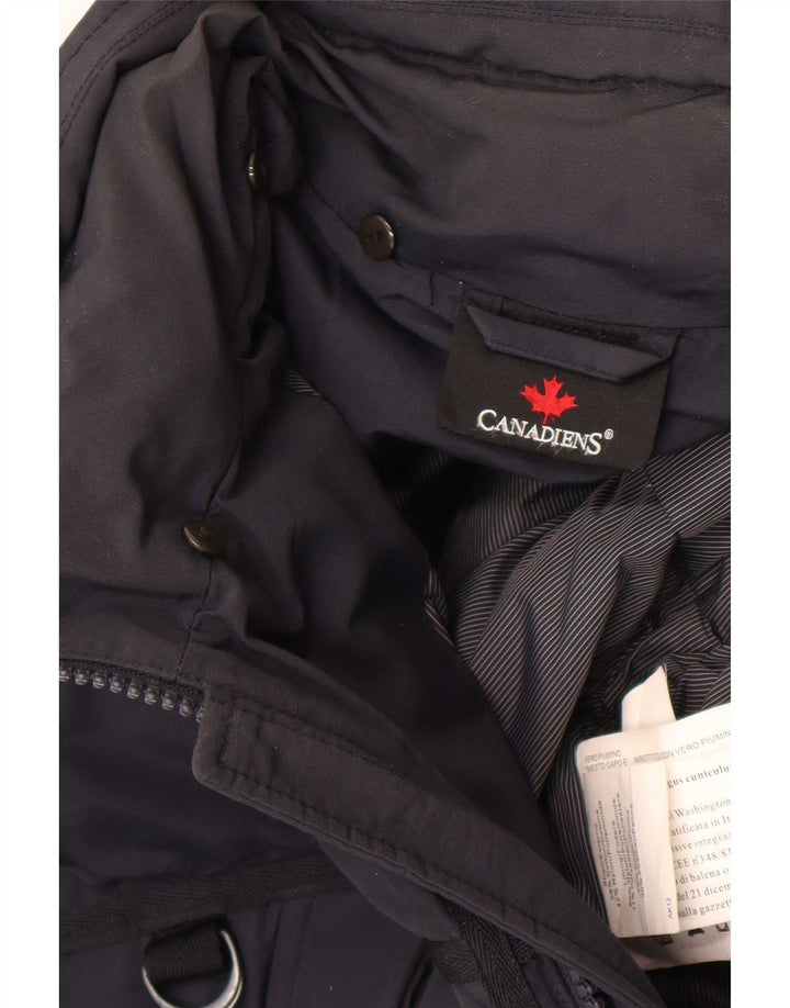 Canadiens Mens Padded Jacket UK 42 XL Navy Blue Cotton