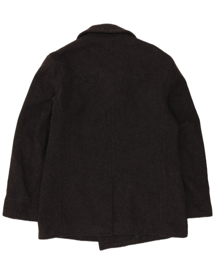 Benetton Mens Pea Coat IT 48 Medium Grey Wool