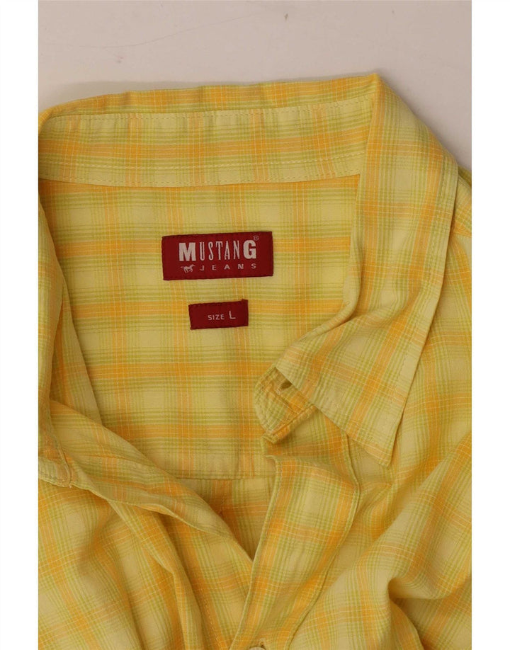 Mustang Mens Short Sleeve Shirt Large Yellow Check