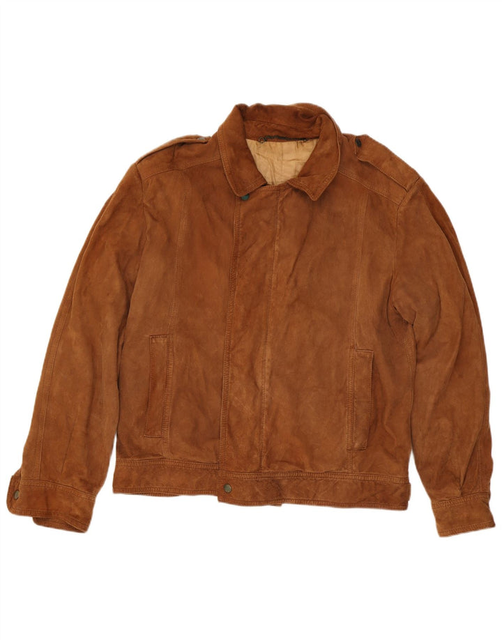 Vintage Mens Military Suede Bomber Jacket IT 52 XL Brown