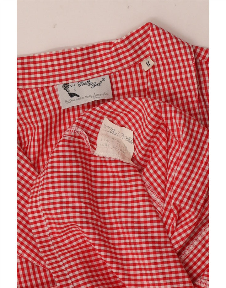 VINTAGE Womens Shirt UK 16 Large Red Gingham Cotton