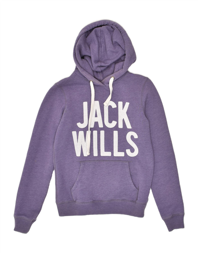 JACK WILLS Womens Graphic Hoodie Jumper UK 8 Small Purple Cotton | Vintage Jack Wills | Thrift | Second-Hand Jack Wills | Used Clothing | Messina Hembry 