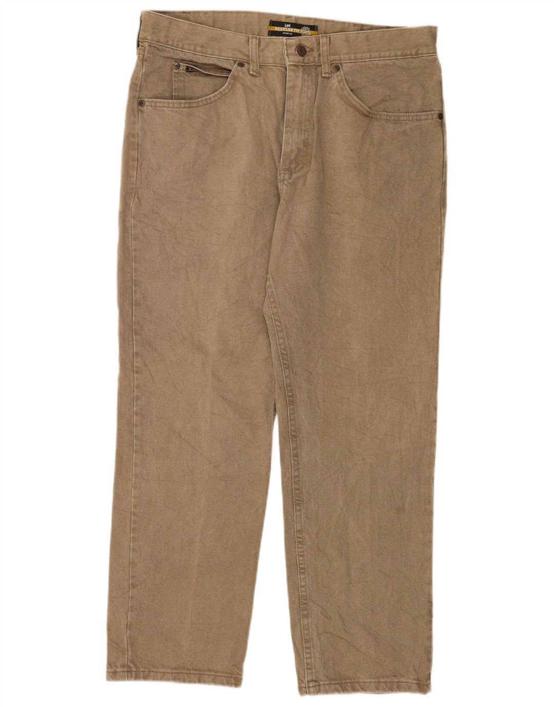 Lee Mens Regular Fit Straight Jeans W36 L29 Khaki Cotton