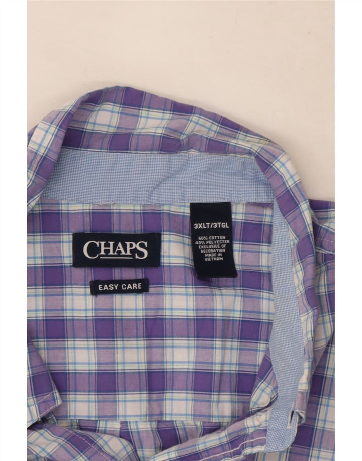 Chaps Mens Tall Short Sleeve Shirt 3XL Purple Check Cotton