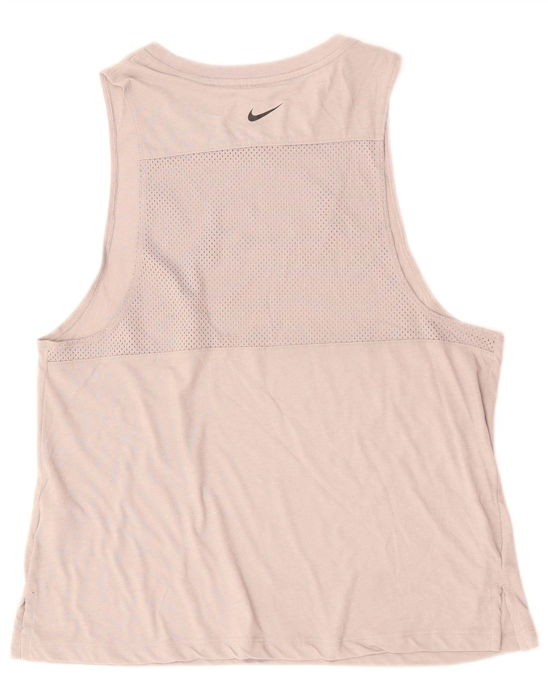 NIKE Womens Dri Fit Graphic Vest Top UK 14 Medium Grey Cotton