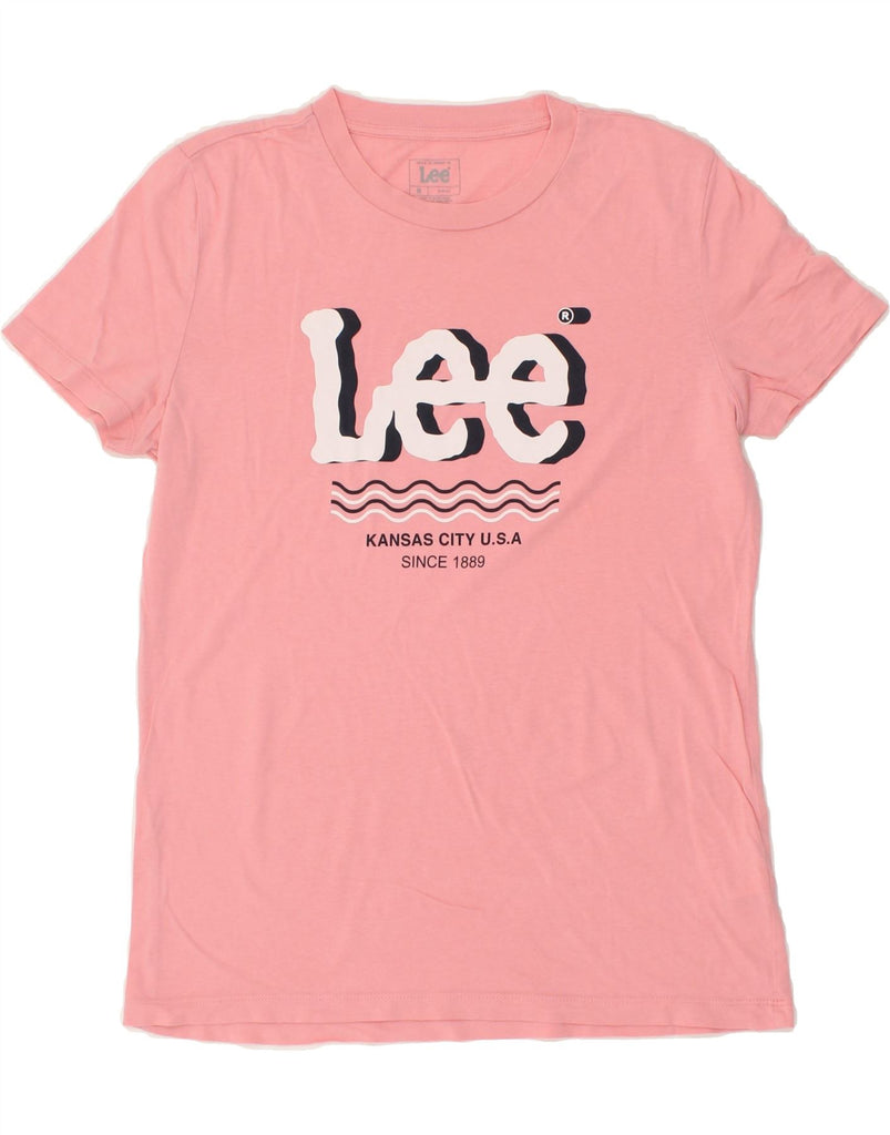 LEE Womens Graphic T-Shirt Top UK 14 Medium Pink Cotton | Vintage Lee | Thrift | Second-Hand Lee | Used Clothing | Messina Hembry 