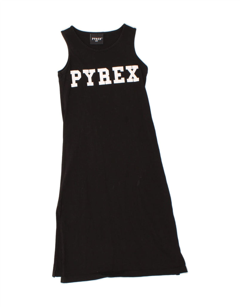 PYREX Girls Graphic Sleeveless T-Shirt Dress 9-10 Years Black Vintage Pyrex and Second-Hand Pyrex from Messina Hembry 