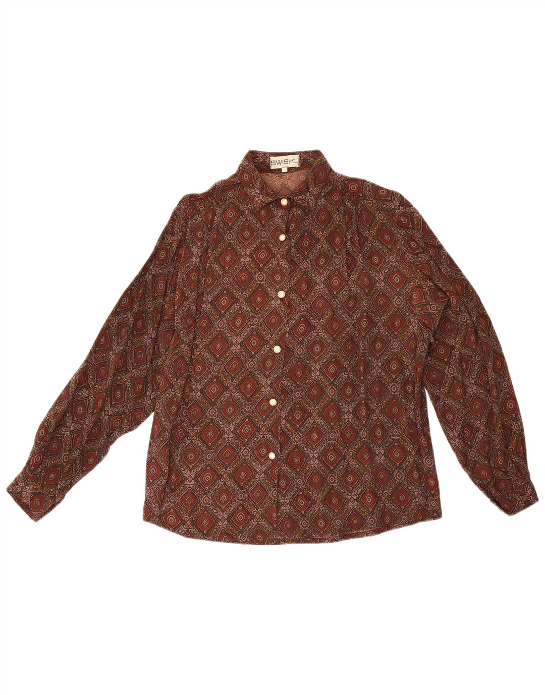 Swish Womens Shirt UK 18 XL Burgundy Ikat