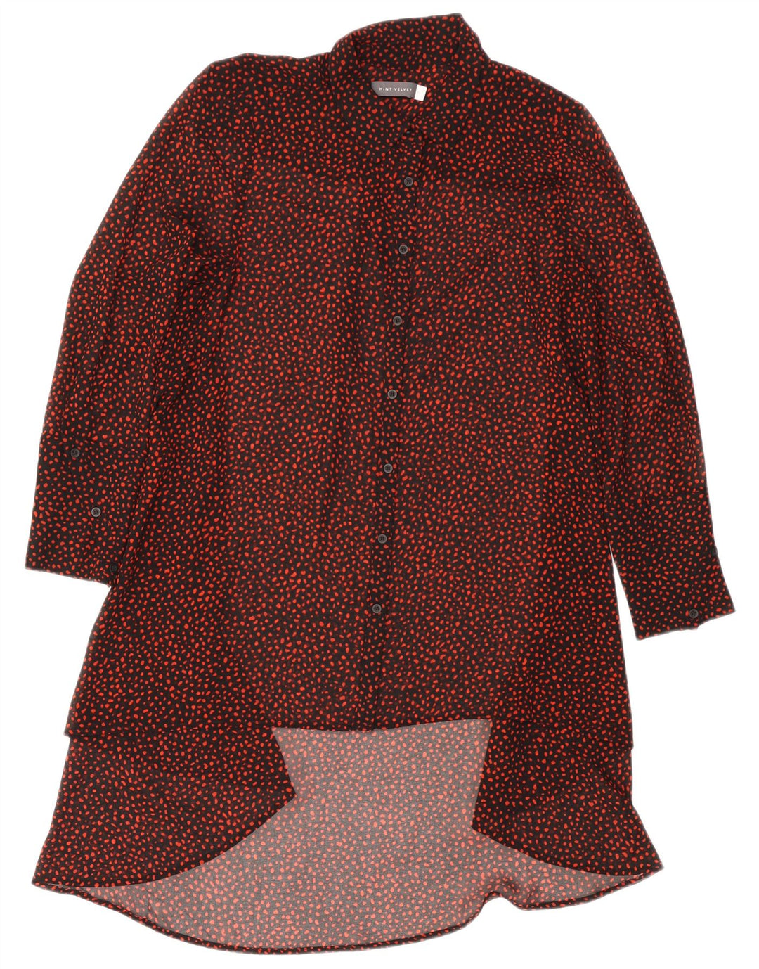 MINT VELVET Womens Long Sleeve Shirt Dress UK 12 Medium Black Spotted