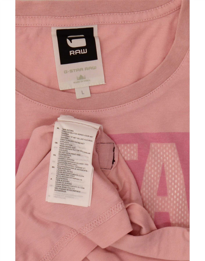 G-Star Mens Graphic T-Shirt Top Large Pink Cotton