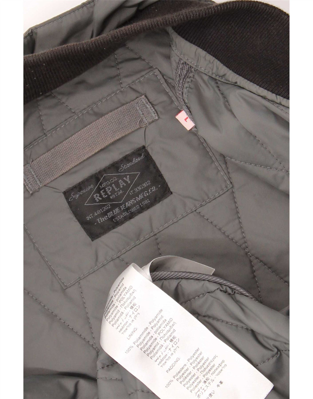 Replay Mens Quilted Jacket UK 40 Large Grey Colourblock Polyamide