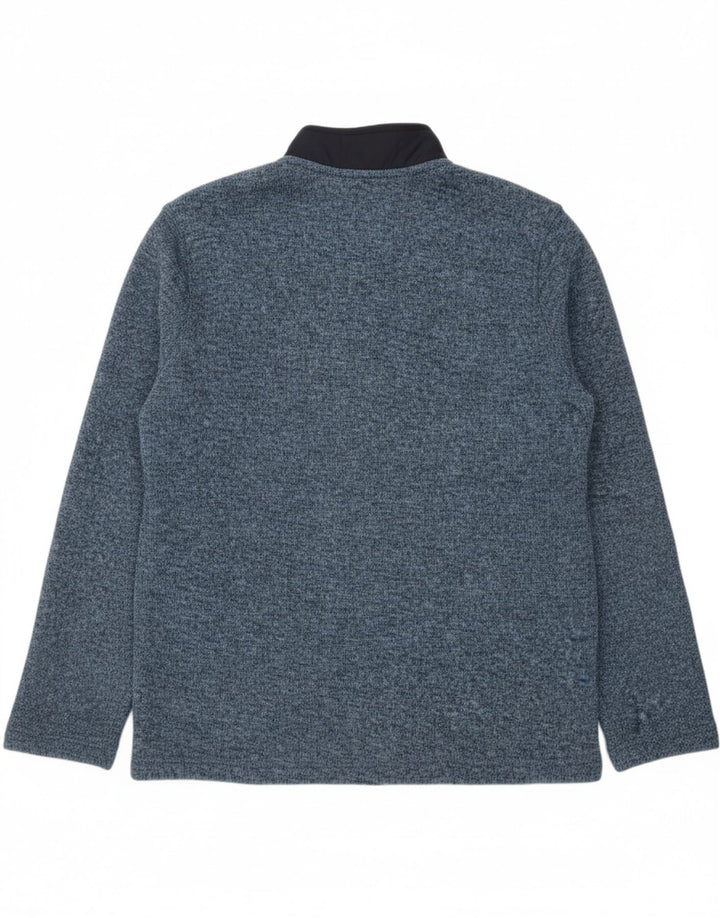 EDDIE BAUER Mens Zip Neck Sweatshirt Jumper XL Navy Blue Flecked Polyester Vintage Eddie Bauer and Second-Hand Eddie Bauer from Messina Hembry 