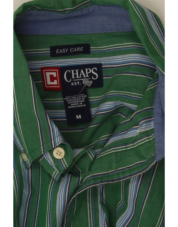 Chaps Mens Easy Care Shirt Medium Green Striped Cotton