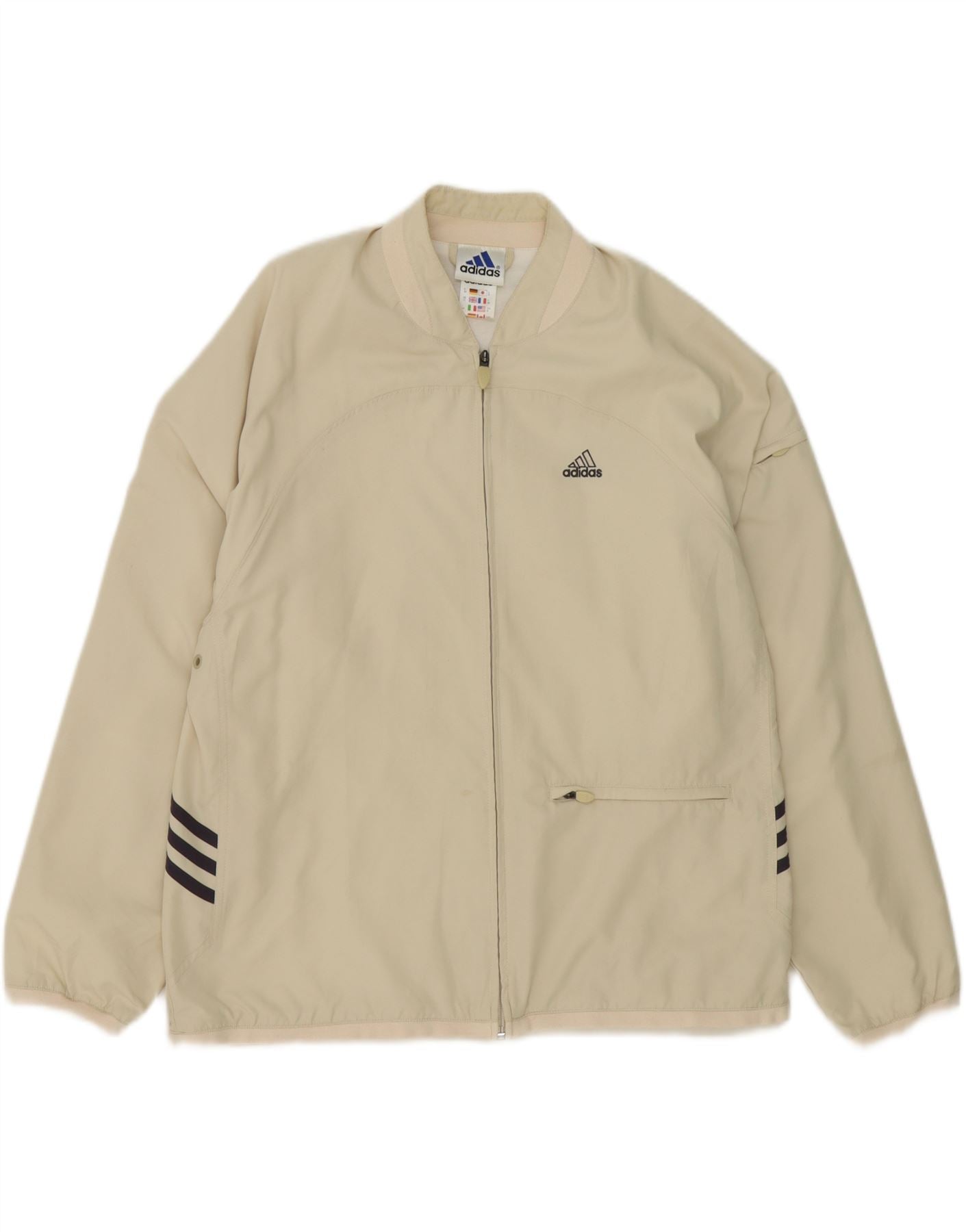 ADIDAS Womens Bomber Jacket UK 12 Medium Beige Polyester Vintage