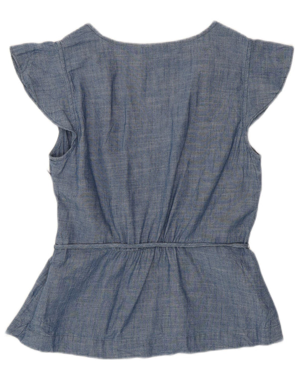 J. CREW Womens Blouse Top US 0 XS Blue Cotton