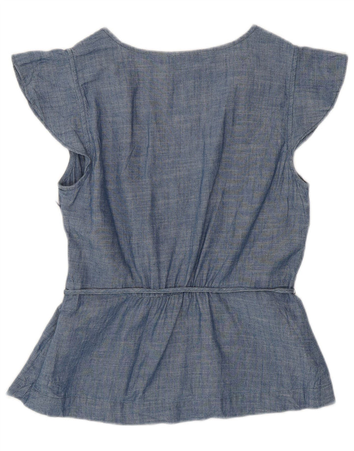 J. CREW Womens Blouse Top US 0 XS Blue Cotton