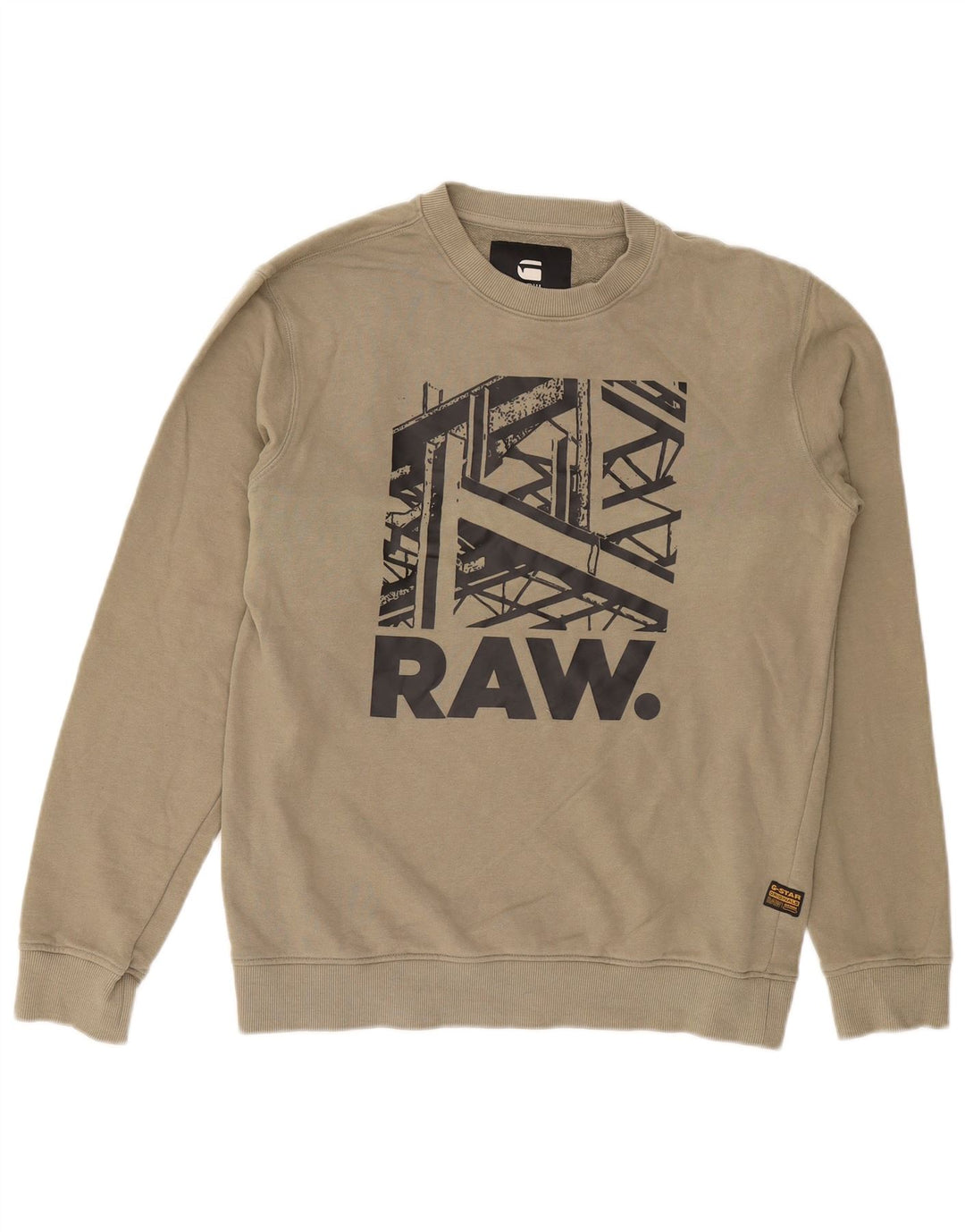 G-Star Mens Graphic Sweatshirt Jumper Medium Khaki Cotton
