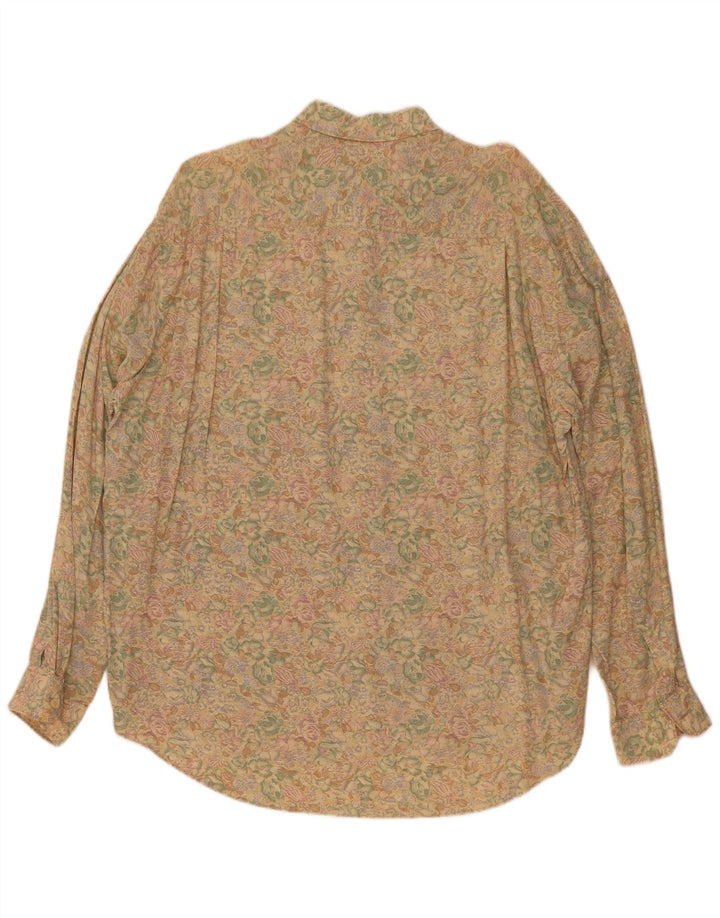 Vintage Mens Shirt XL Beige Floral Viscose