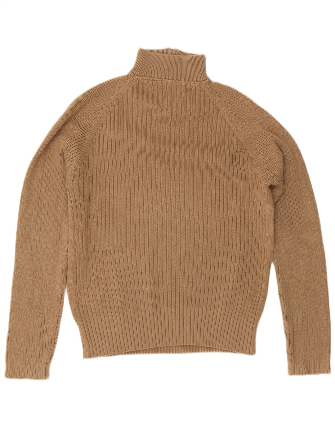 Tommy Hilfiger Mens Zip Neck Jumper Sweater Medium Beige Cotton