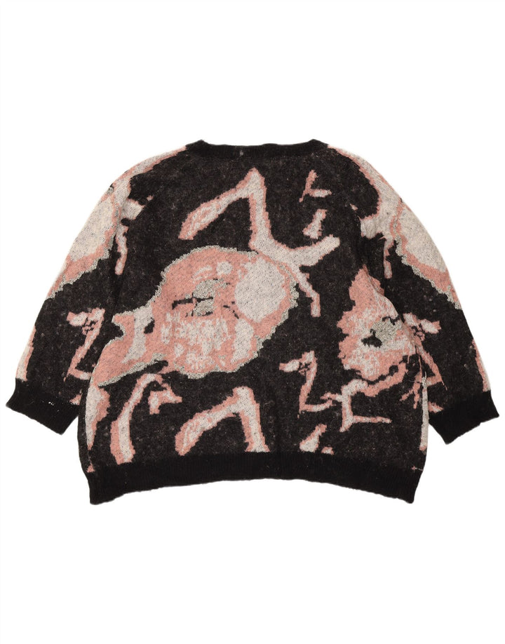 ZARA Womens Abstract Pattern Crew Neck Jumper Sweater UK 14 Medium Grey