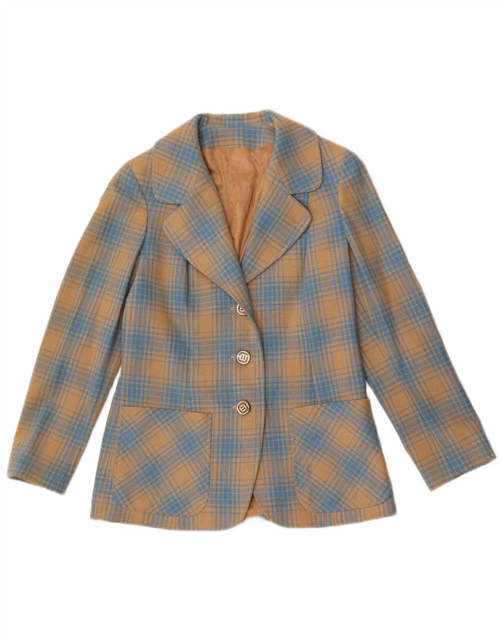 Stylbert Womens 3 Button Blazer Jacket UK 10 Small Blue Check