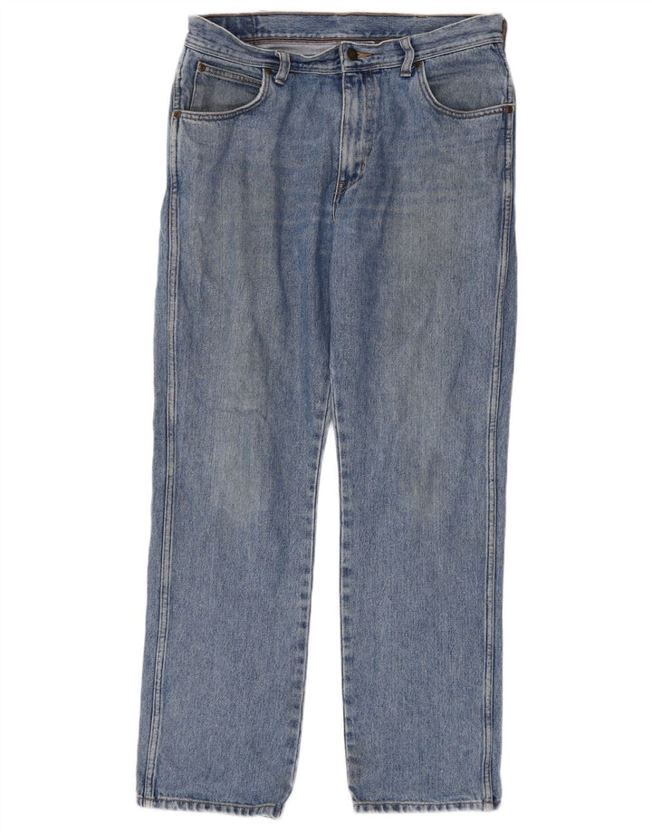 Wrangler Mens Regular Fit Straight Jeans W34 L32 Blue Cotton