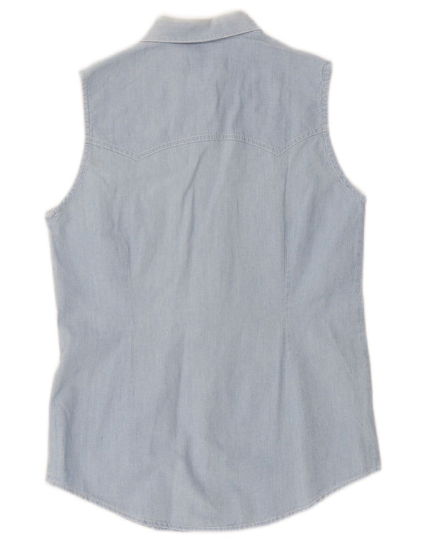 Lee Womens Sleeveless Shirt UK 10 Small Blue