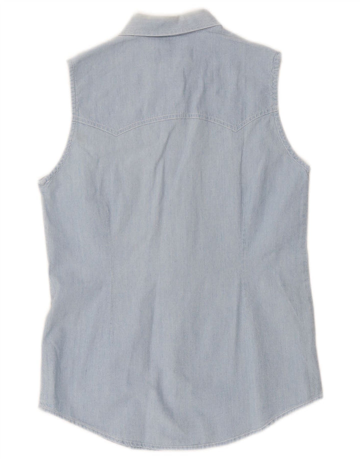 Lee Womens Sleeveless Shirt UK 10 Small Blue
