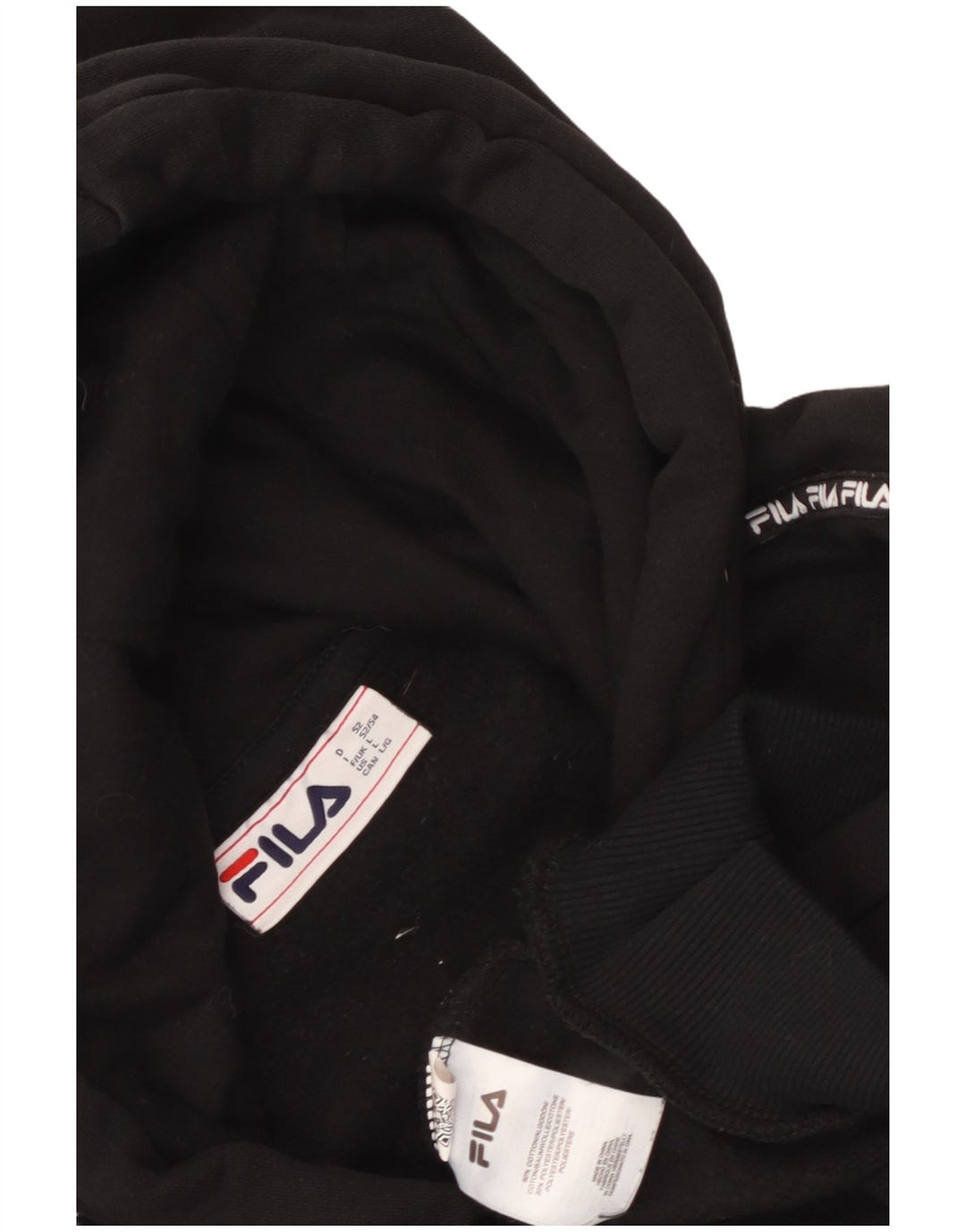 Fila Mens Graphic Hoodie Jumper Large Black Cotton