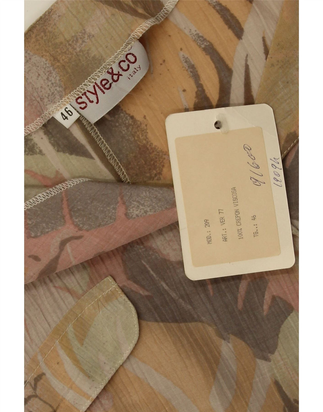 Style&Co Womens Short Sleeve Shirt Blouse IT 46 Large Beige Floral Viscose